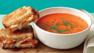 Grilled Tomato and Cheese Sandwich With Soup