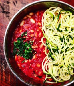 Zucchini noodles with tomato sauce